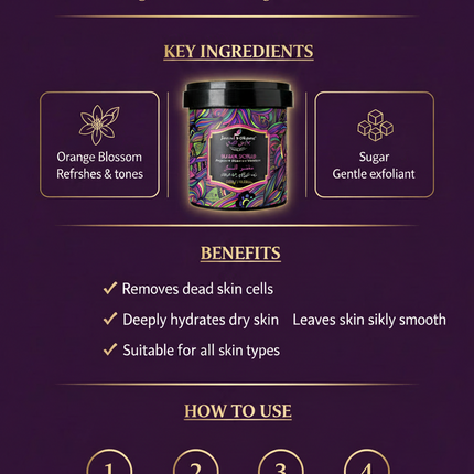 Jardin D'Oleane Sugar Scrub Orange Blossom - Infographic