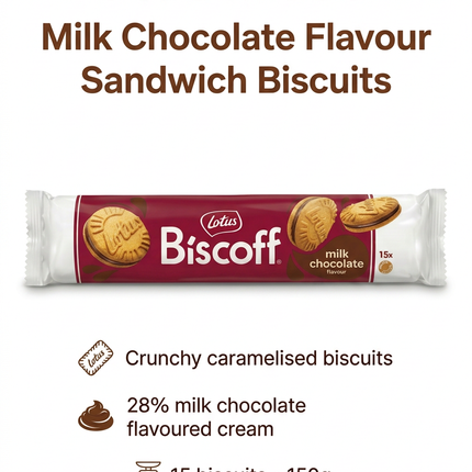 Lotus Biscoff milk chocolate flavour infographic with the updated product image