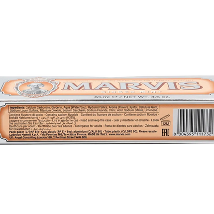 Marvis Ginger Mint back label