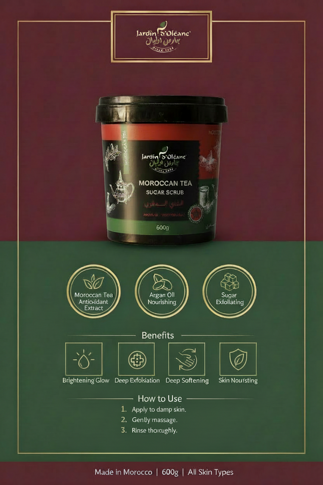 Moroccan Tea Sugar Scrub - Professional Branded Infographic