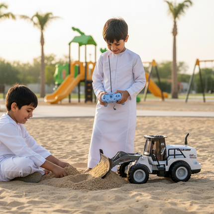 Qatari Brothers with Bulldozer at Park