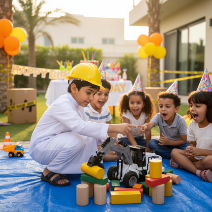 Qatari Construction Birthday Party with Excavator