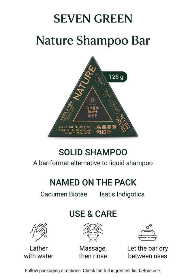 Seven Green Nature Shampoo Bar 125 g information image