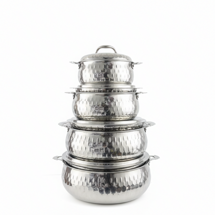 Stainless Steel Hotpot Set - 4 Pieces Stacked