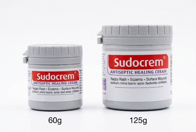 Sudocrem 60g and 125g side-by-side size comparison