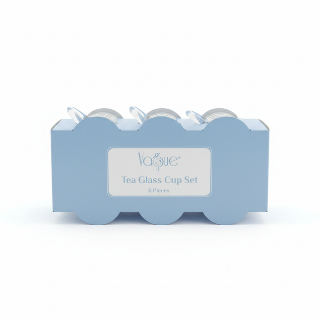 Vogue Tea Glass Cup Set Packaging - White Background